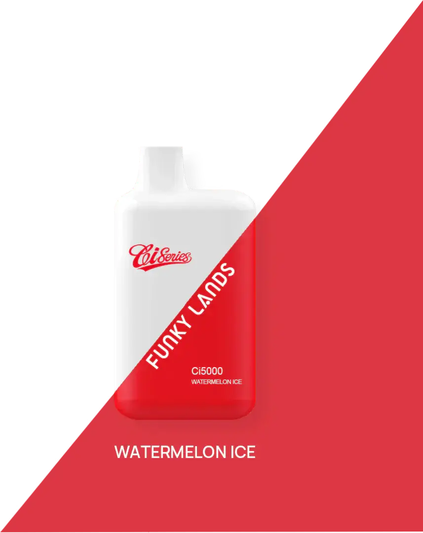 Red and white funky lands ci5000 vape cartridge watermelon ice flavor with 10ml e-liquid and 5000 puffs capacity