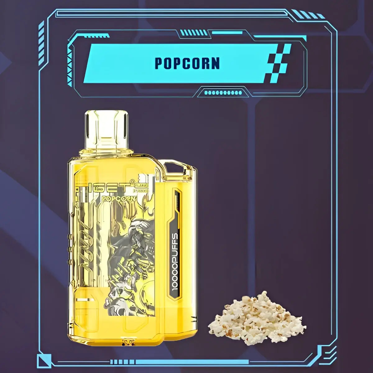 Golden transparent iget flare sleek disposable vape with popcorn design and 10000puffs for a smooth draw