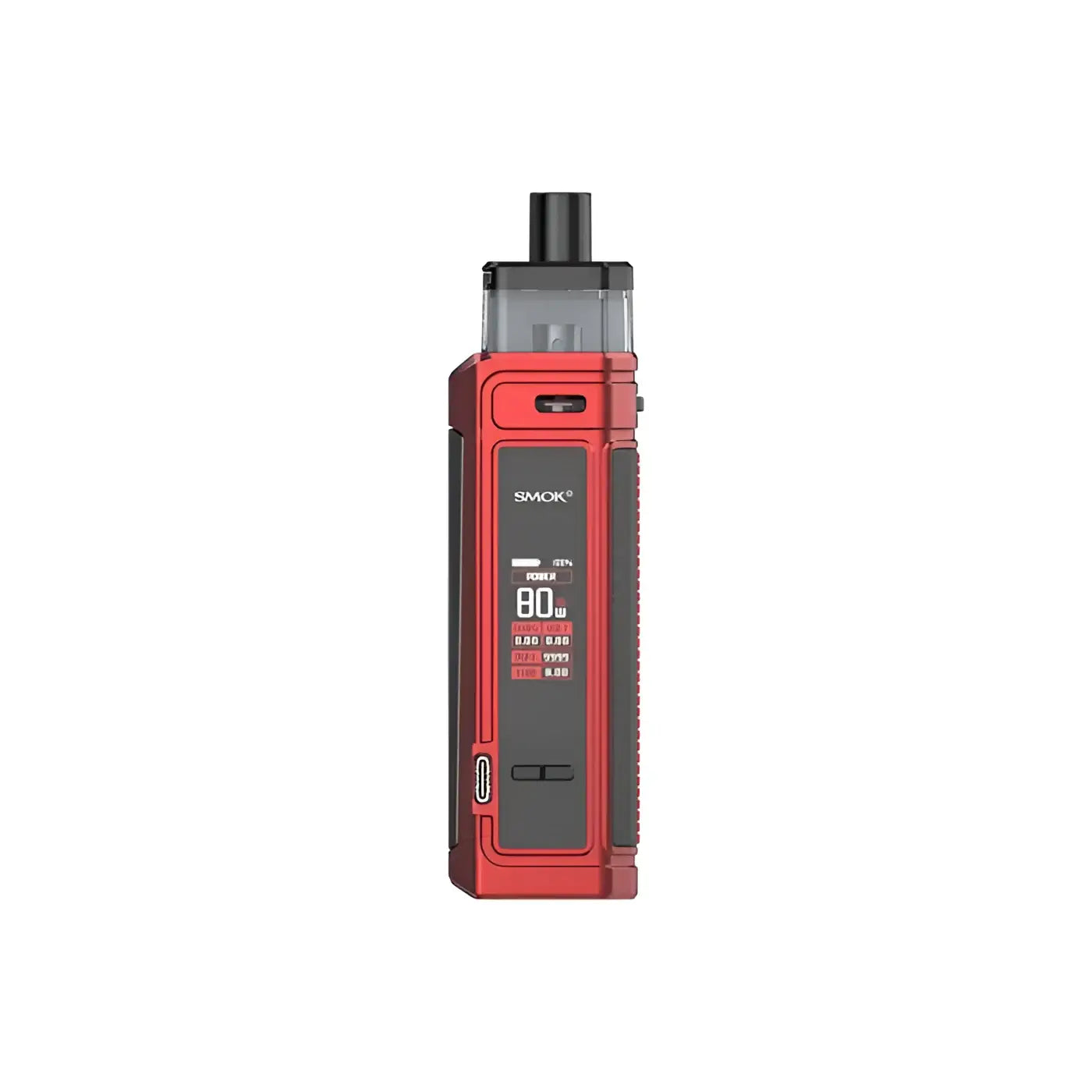 Red and black smok g-priv refillable pod system kit with digital power display and 2500mah battery pack