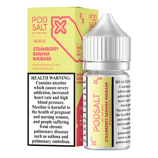 Strawberry Banana Rhubarb - Pod Salt Nexus | 30ML Vape Juice | 20MG 25MG