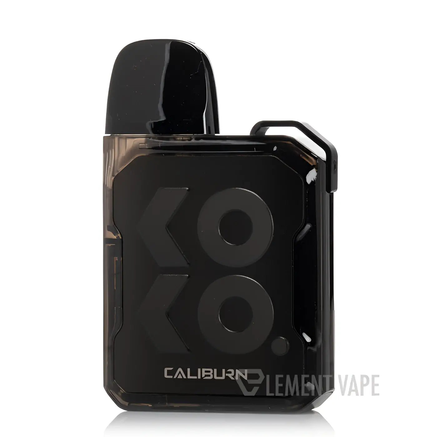 Black uwell caliburn gk2 pod vape with glossy angular design featuring draw-activated firing mechanism for vape india use